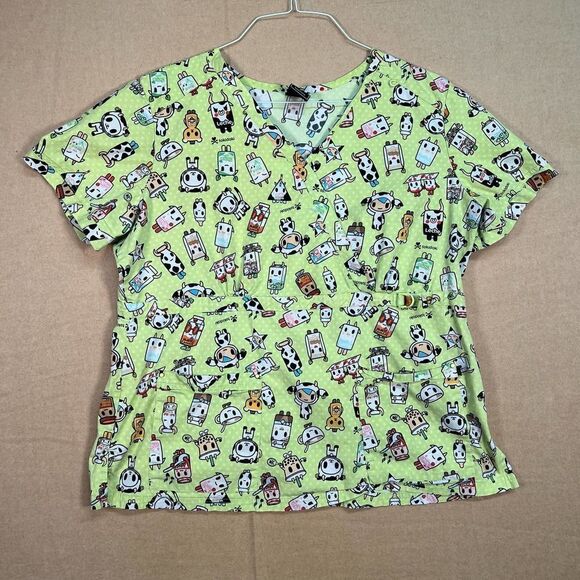Koi Tokidoki Scrubs Top Anime Nursing Stretch Size XL Medical Uniform - Picture 1 of 6